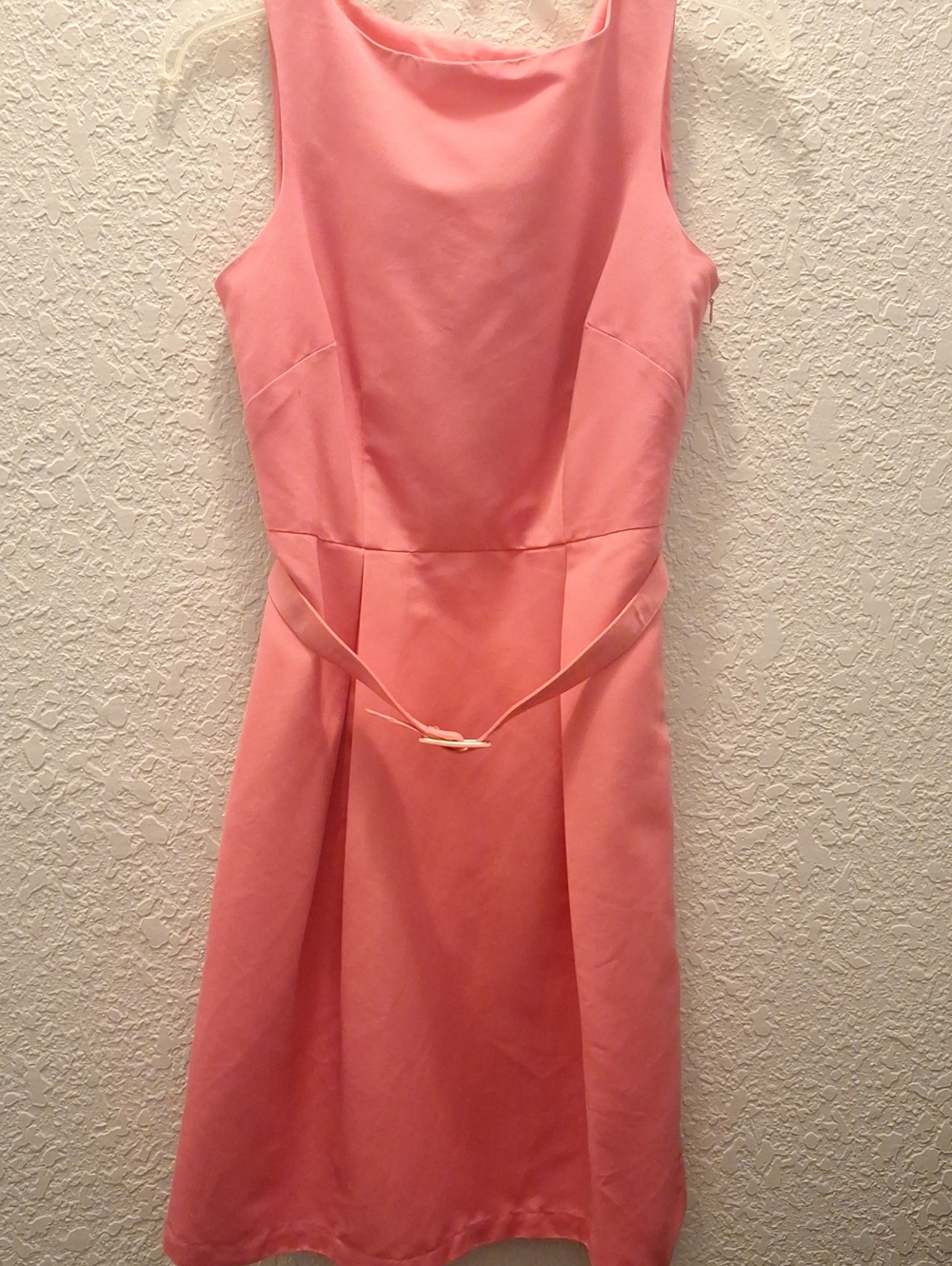 Merona Coral-Pink Sleeveless Midi Dress with Waist Belt